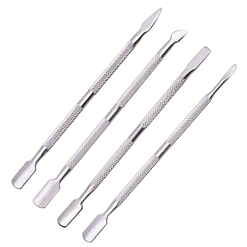 

4 Pcs Stainless Steel Double-ended Cuticle Pusher And Dead Skin Remover For Manicure And Nail Art - Clean And Care For Healthy Nails