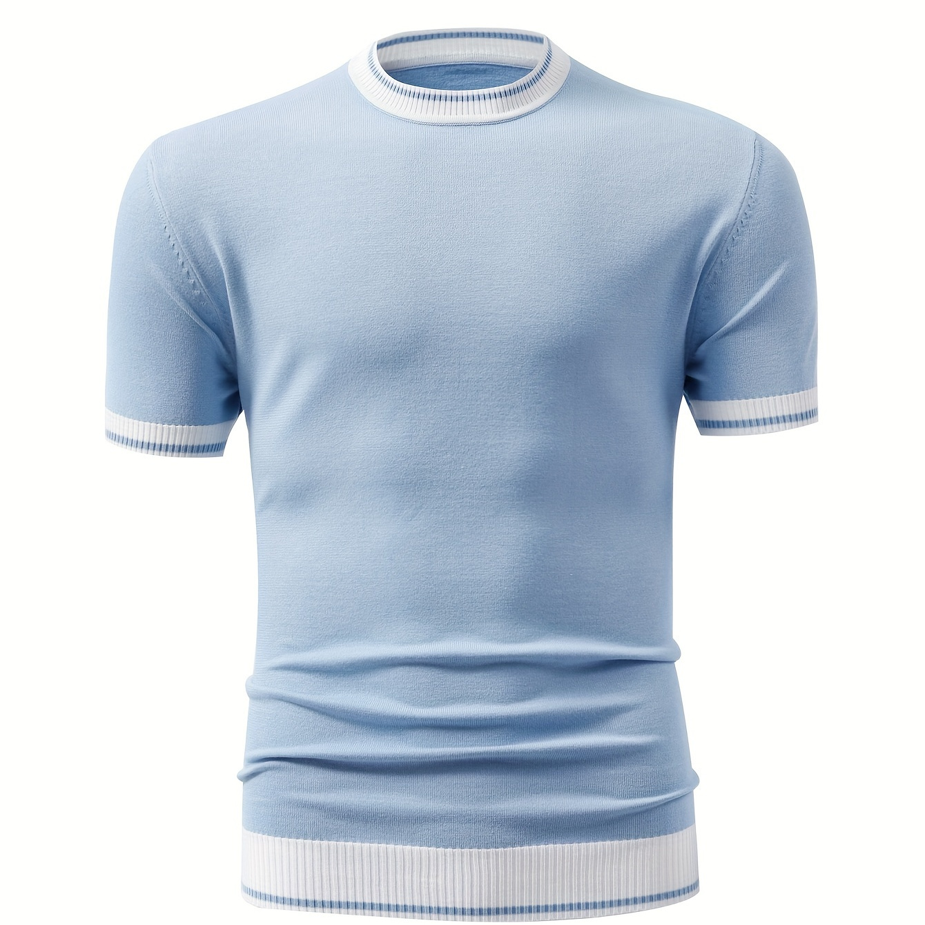 

Chic Knit Shirt, Men's Casual Crew Neck Pullover Tshirt For Men Winter Fall