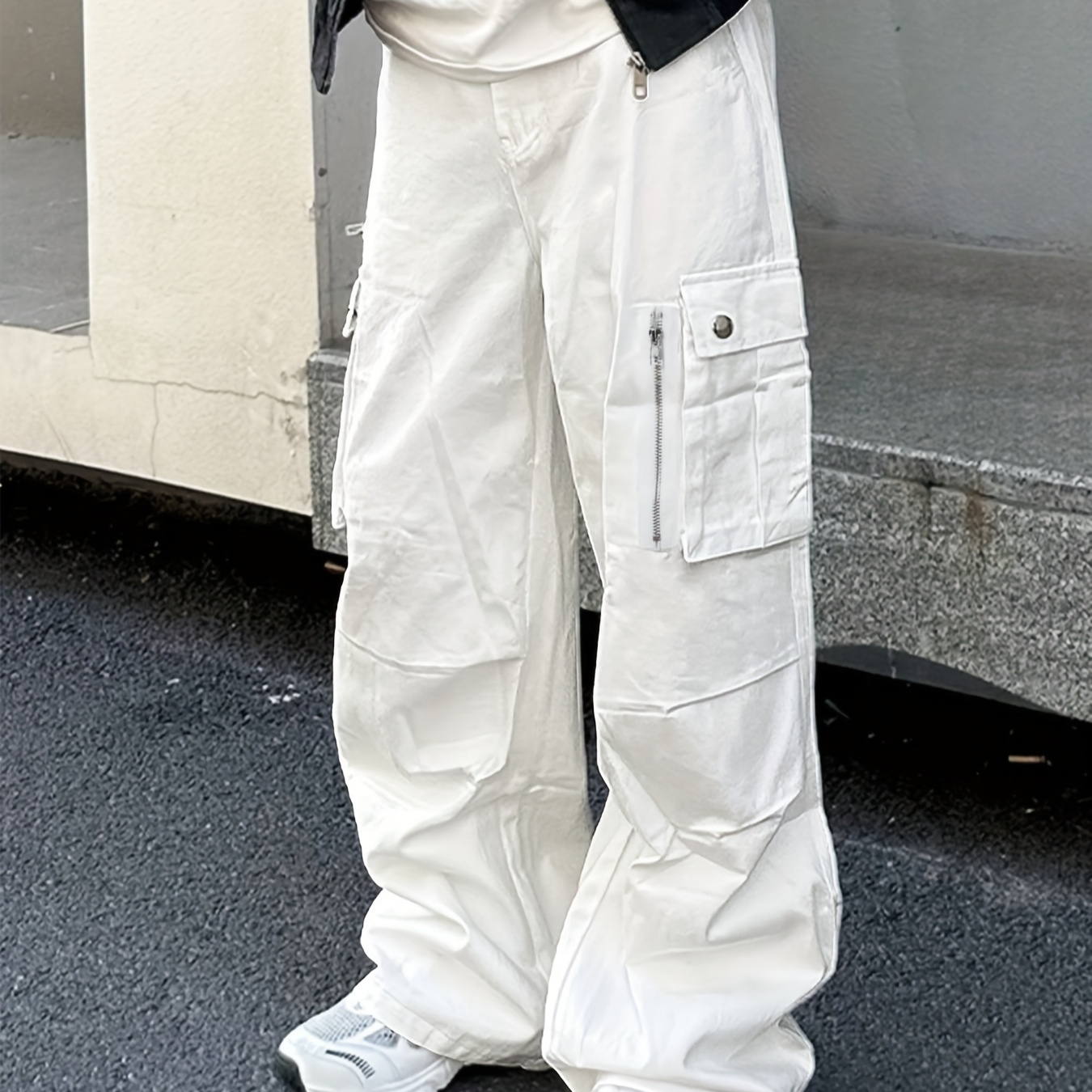 

Classic Design Multi-pocket Cargo Pants, Men's Loose Drawstring Cargo Jogging Pants, Suitable For Skateboarding, Street, Outdoor Camping