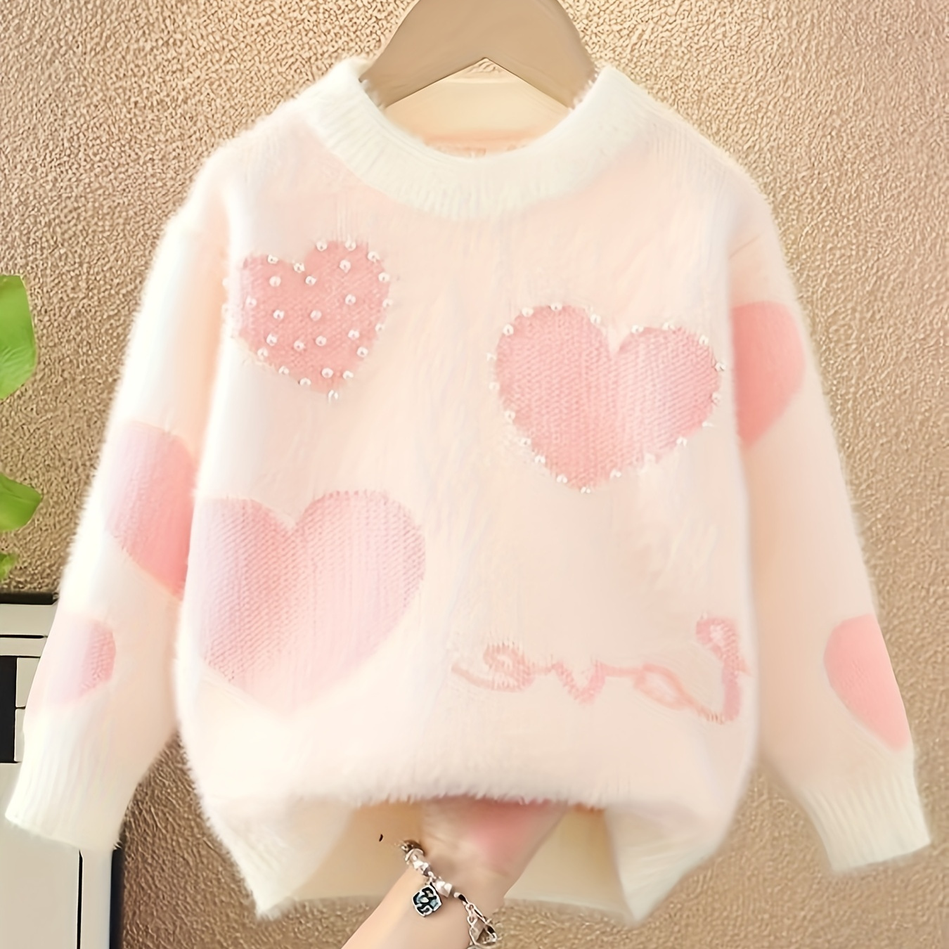 

' Mink Knit Sweater With - Cozy & Stylish For Fall/winter, Long Sleeve Pullover