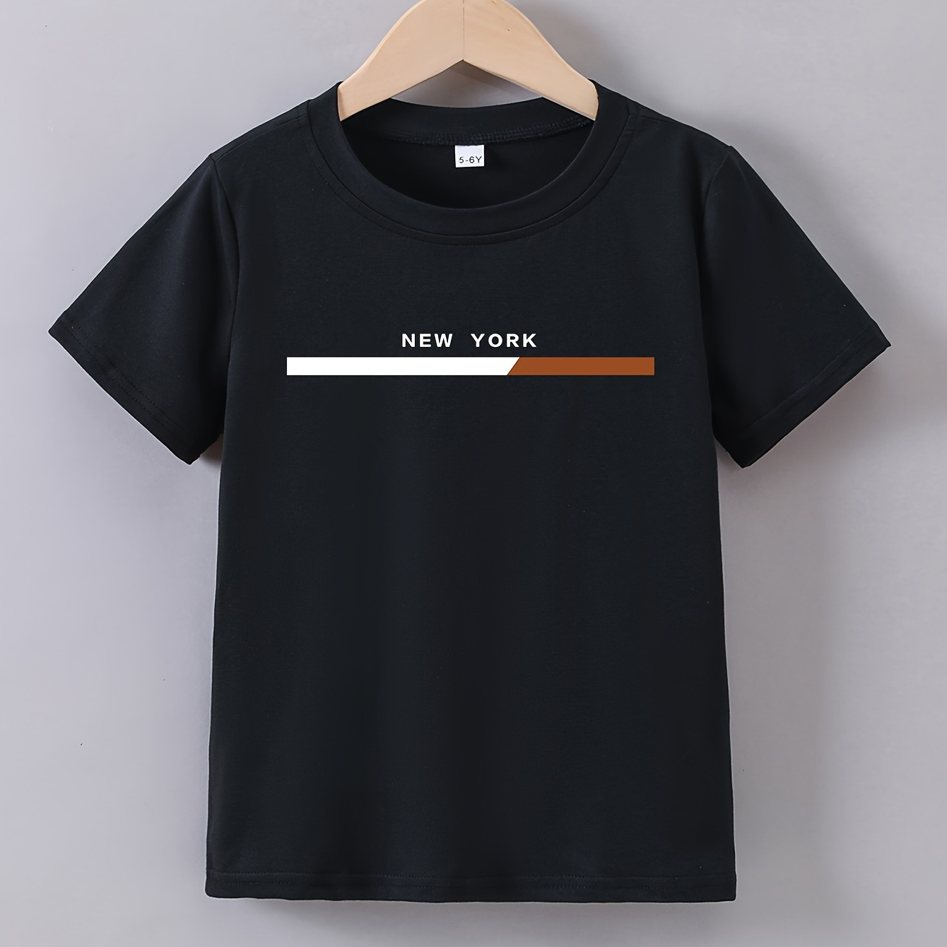 

Casual Comfy Boys' Summer Top - New York Simple Print Short Sleeve Crew Neck T-shirt - Cute tee Gift