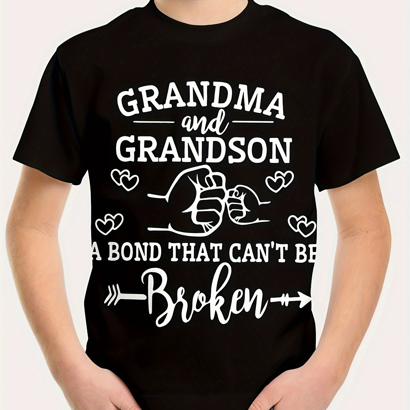 

Grandma And Grandson Letter 3d Print T-shirt, Tees For Boys, Casual Short Sleeve T-shirt For Summer Spring Fall