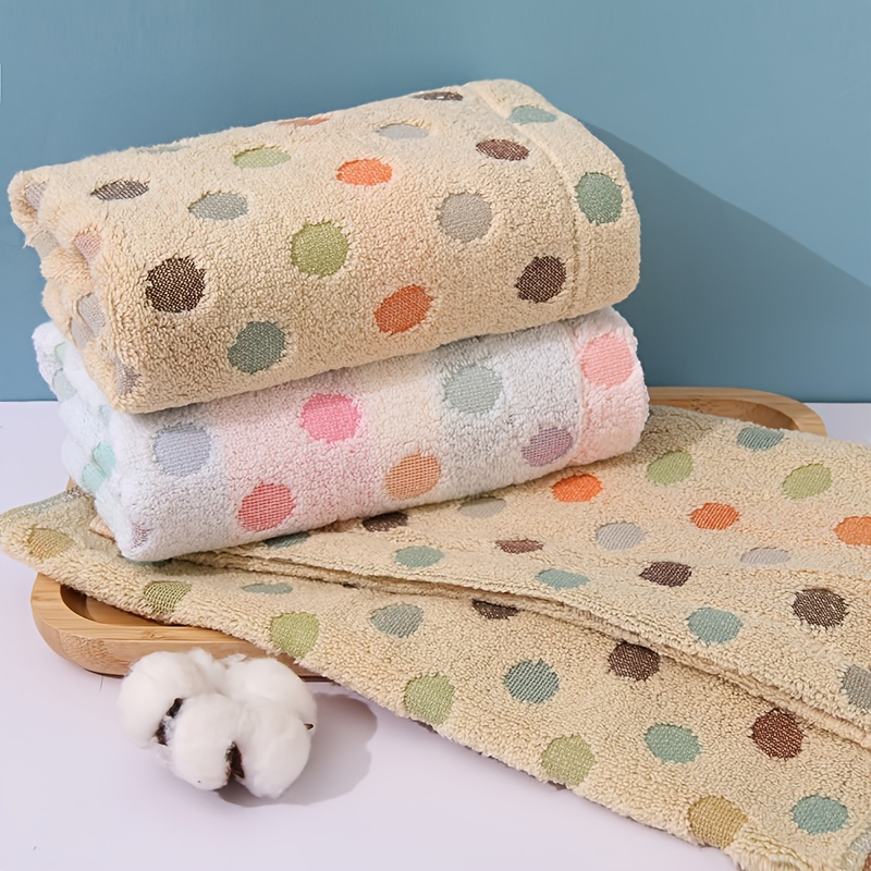 

1pc Colorful Dot Face Wash Towel, Cotton Hand Towels, Couple Towel, Colorful Polka Dot Pattern, Soft Absorbent Decorative Towel For Bathroom