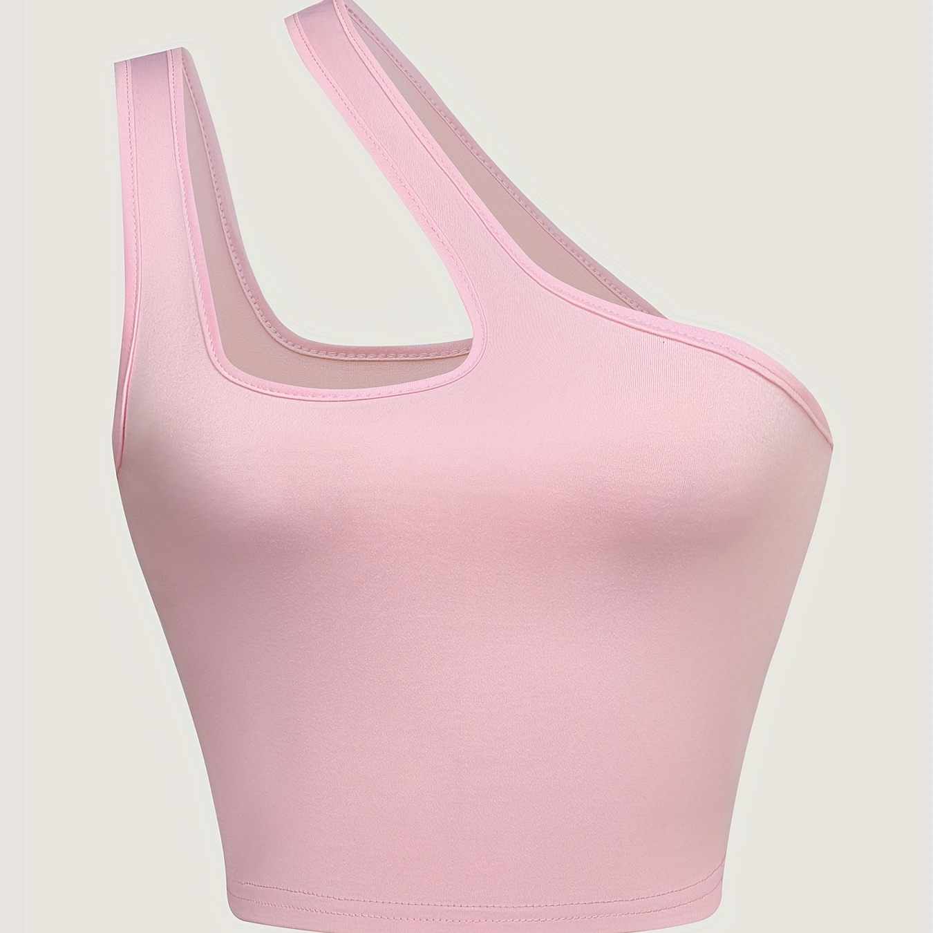 

1 Shoulder Cut Out Tank Top, Casual Sleeveless Crop Tank Top For Summer, Women's Clothing