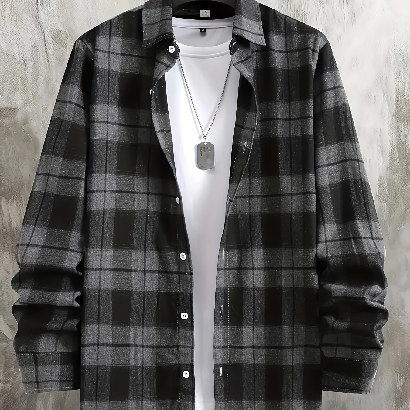 

Checkered Graphic , Lapel Up Long Sleeve For Fall