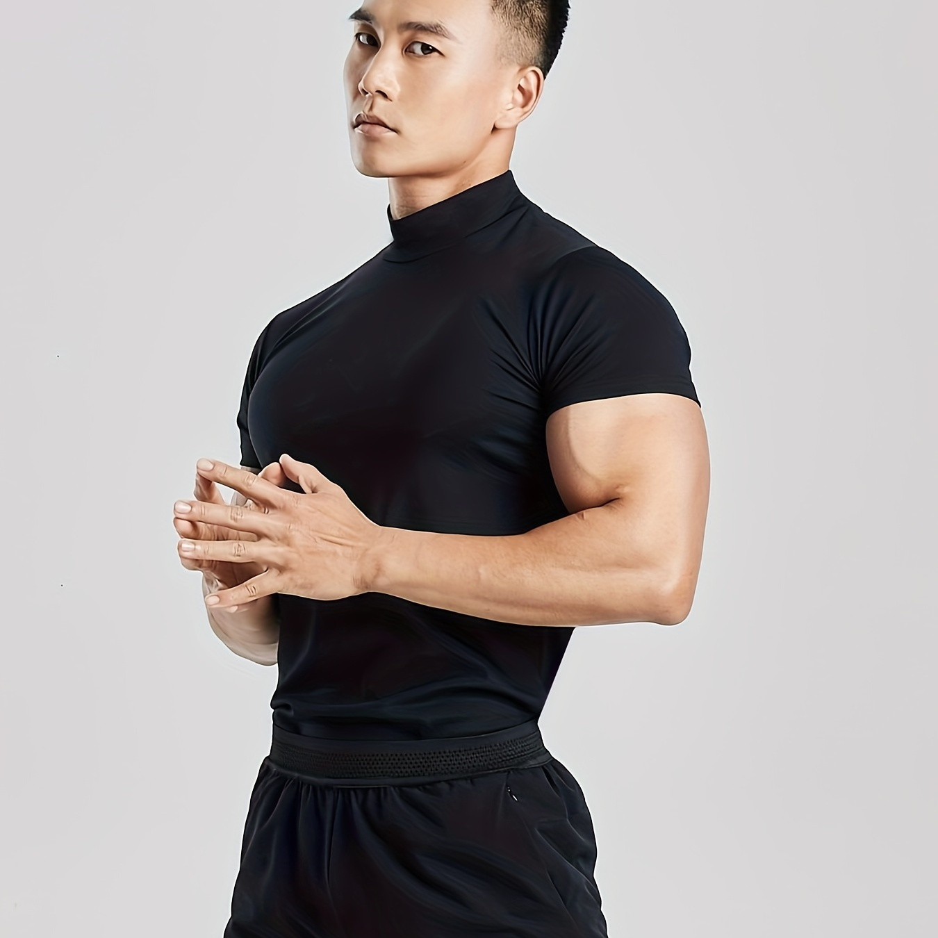 

Fitness Plain Color Bodybuilding Quick-drying 's Short-sleeved Clothes T-shirt Round Neck Training Suit