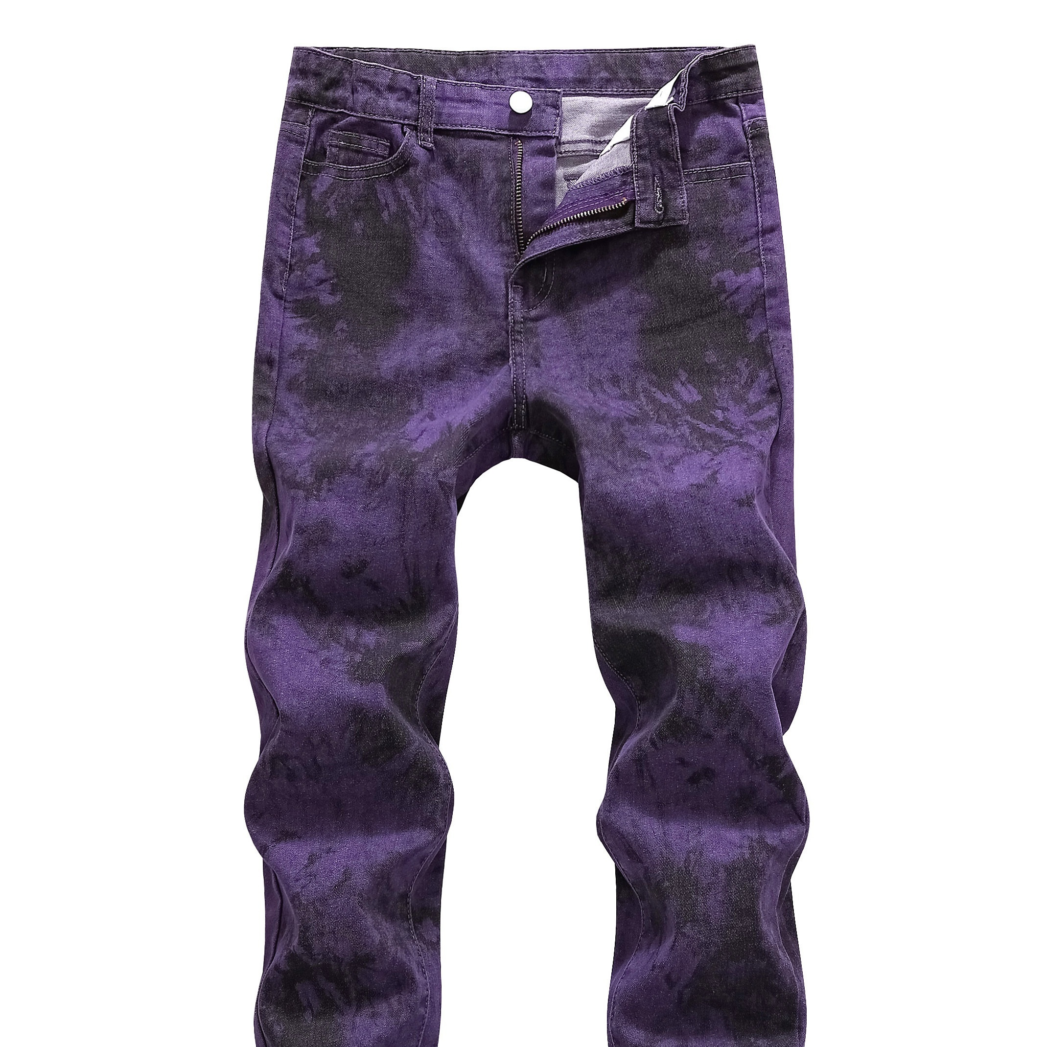 Boys Casual Stylish Tie-dye Slim Fit Denim Long Pants With Pocket, Kids Clothing For All-season Outdoor