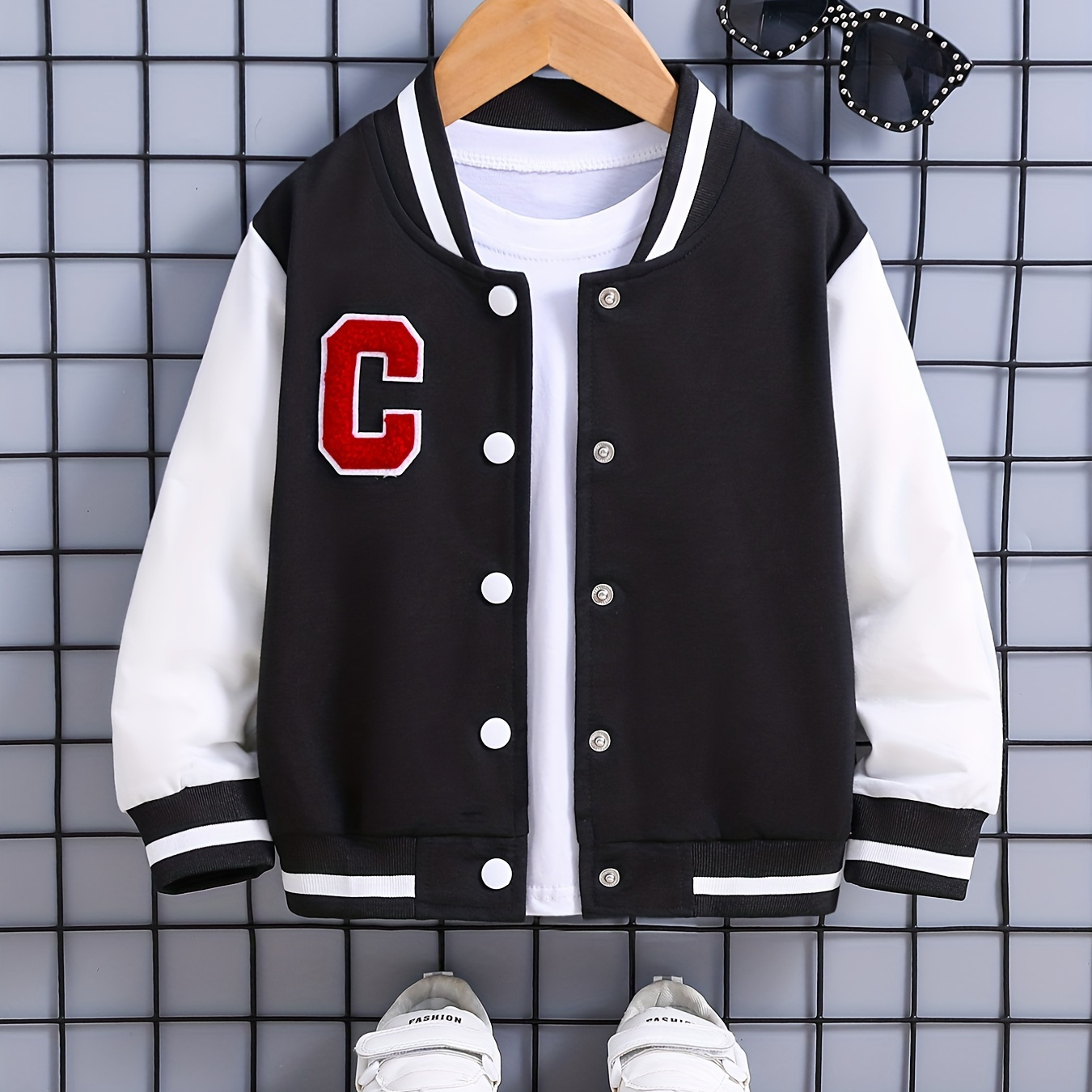 Kid's Basketball Print Varsity Jacket, Zip Up Long Sleeve Coat, Casual  Bomber Jacket, Boy's Clothes For Spring Fall Outdoor - Temu