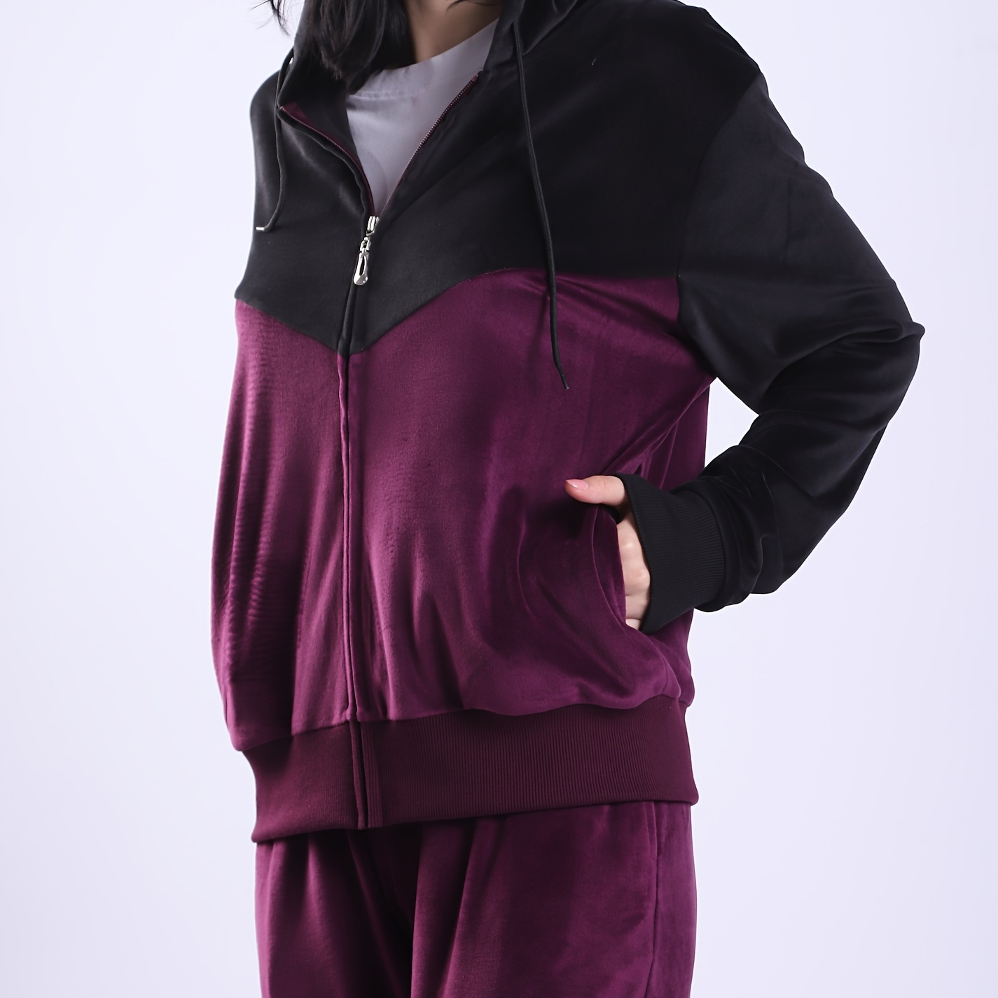

Women's Sportswear 2-piece Zipper Hooded Sweatshirt With Pockets, Comfortable, Casual And