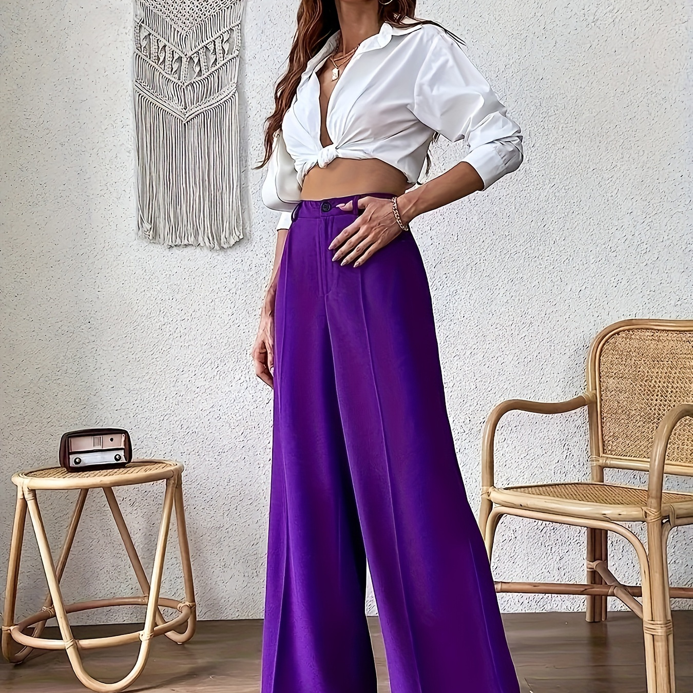 

2023 New European And High Waist Long Pants Wide Leg Pants