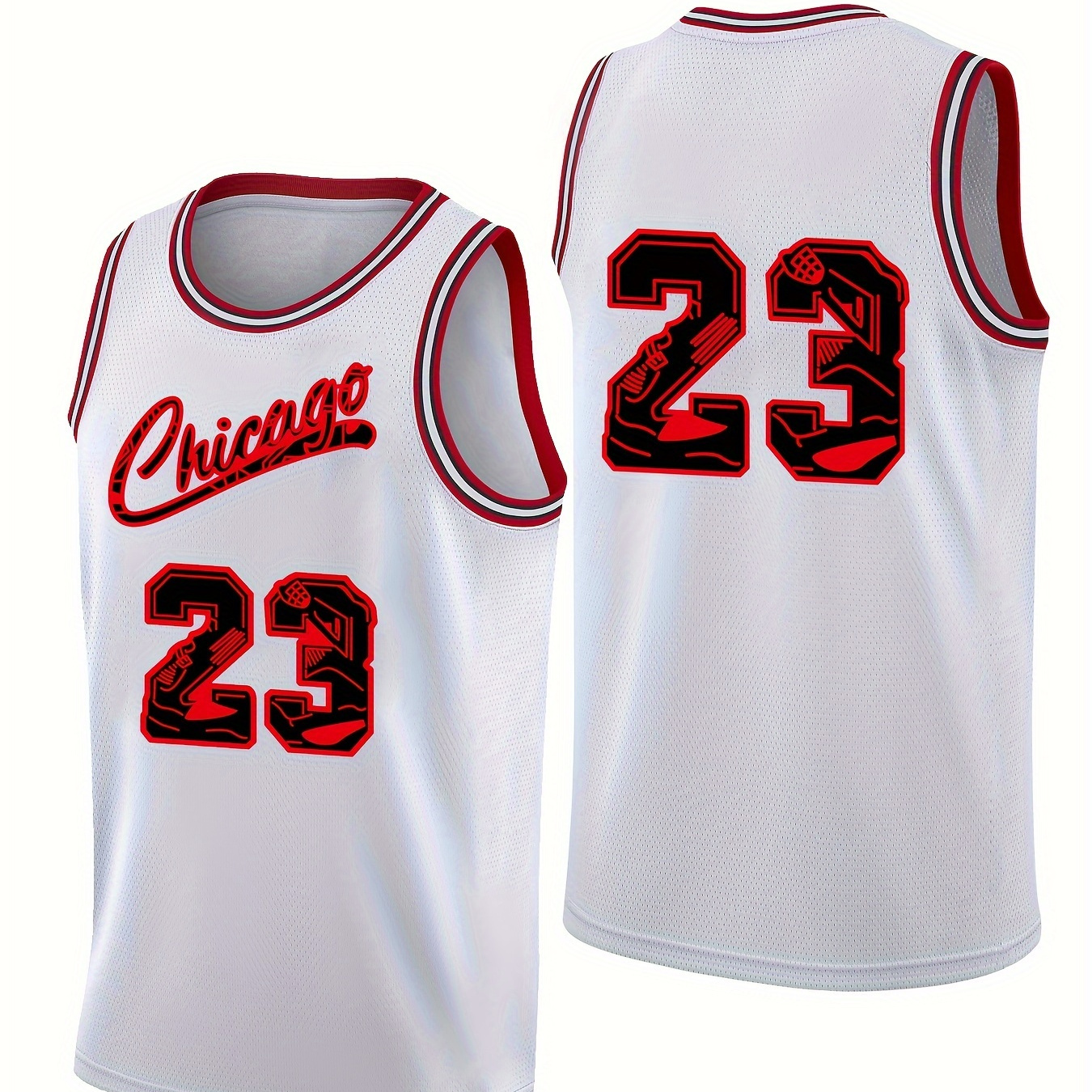 

Men's Chicago & #23 Graphic Print Basketball Jersey Tank Top, Competition Party Training Clothing