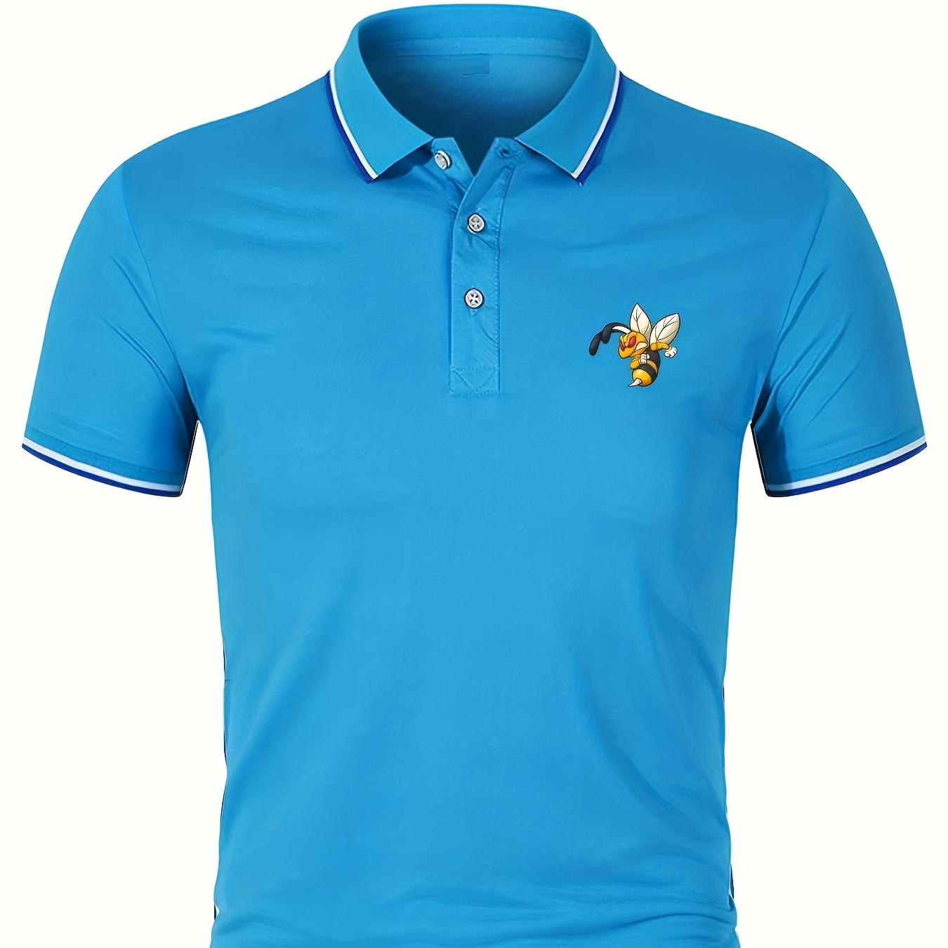 

Men's Golf Shirt, Bee Print Short Sleeve Breathable Tennis Shirt, Business Casual, Moisture Wicking