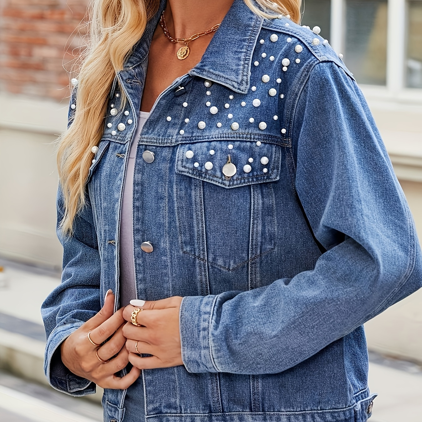 

Women Denim Jacket Streetwear Single Breasted Short Jean Coat