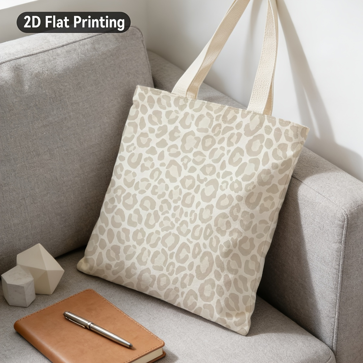 TEMU 2d Flat 1pc Abstract Leopard Print Durable Tote Bag, Duplex Prints Stylish Animal Pattern, Ideal For Grocery Shopping, Beach Trips, Casual , For