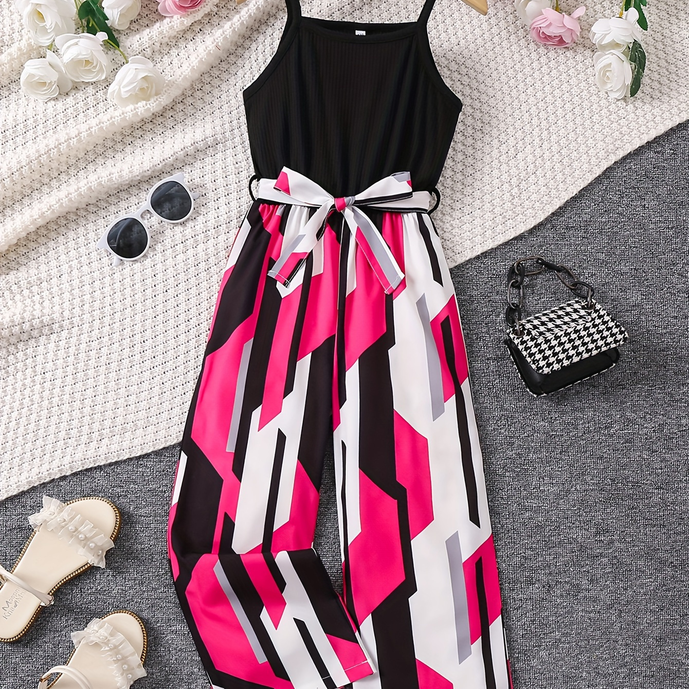 

Elegant Girls Splicing Striped Cami Jumpsuit Casual Romper For Summer Gift