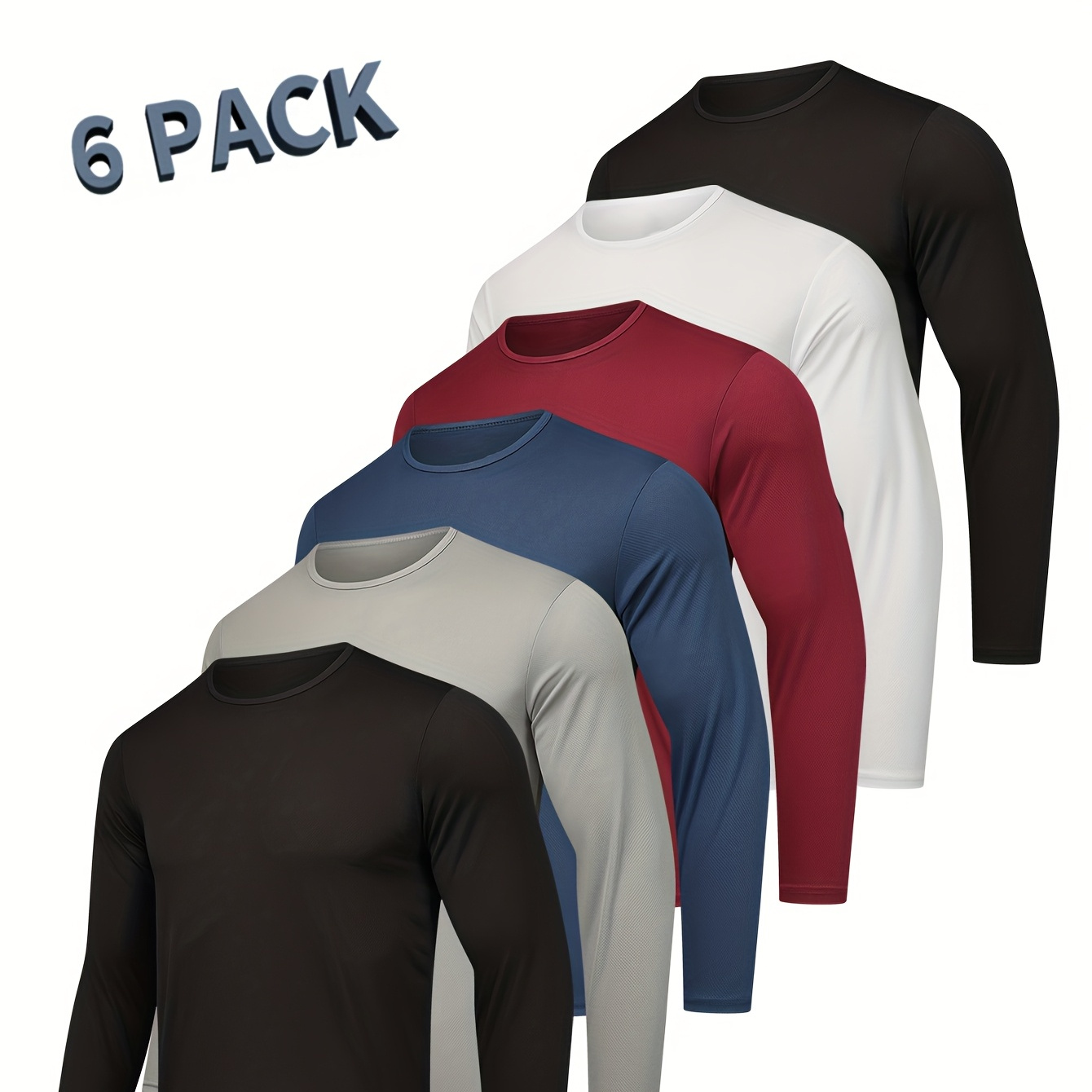 

6pcs -dry Athletic Long Sleeve - Moisture-wicking, , For & - ,