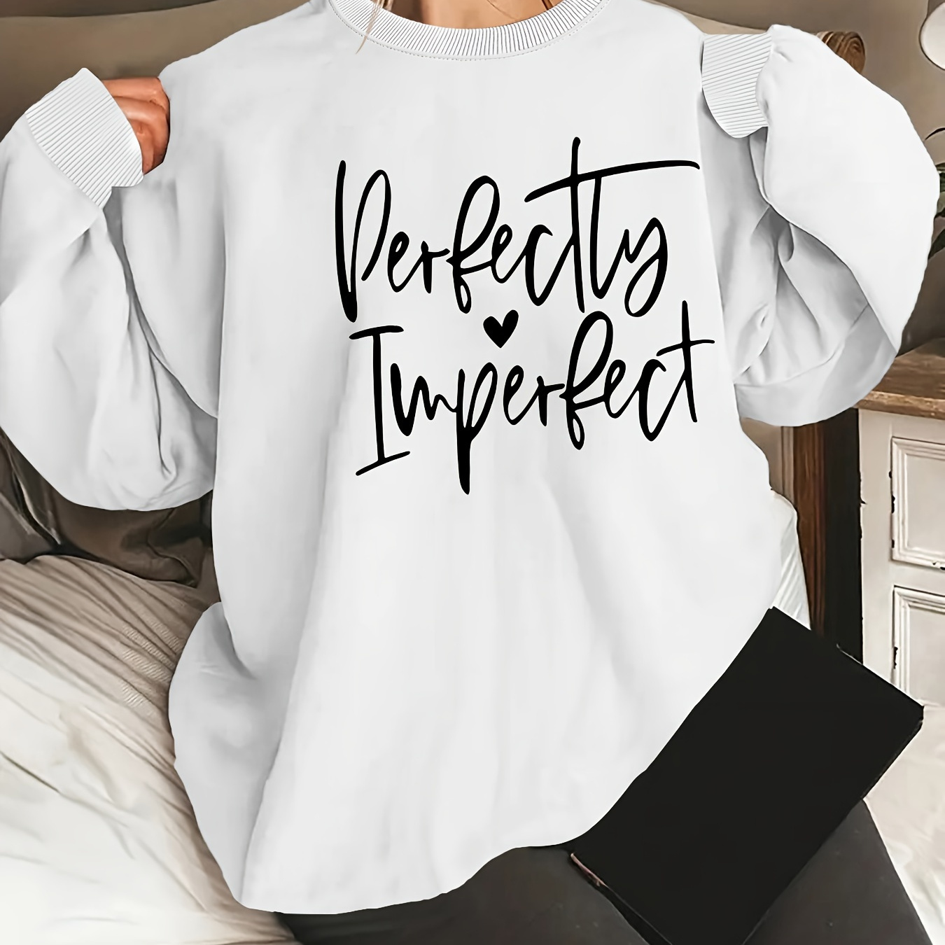 

Plus Size Letter Print Sweatshirt, Casual Long Sleeve Crew Neck Pullover Sweatshirt, Women's Plus Size clothing