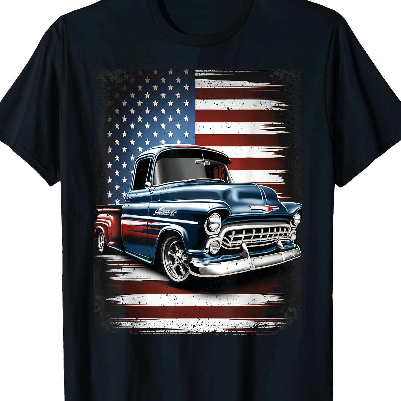 

Classic Old Pickup Truck American Flag -100%cotton-220g