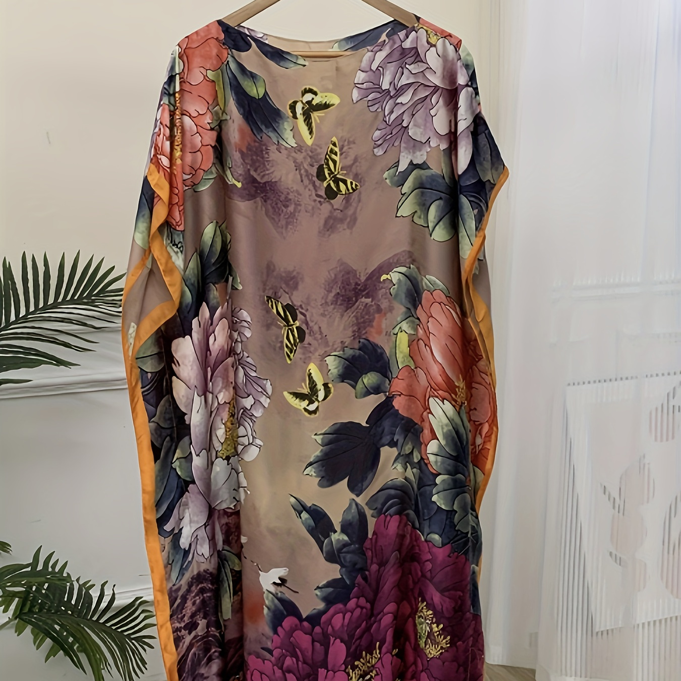 

Print Off-shoulder Maxi Dress - Long Sleeve, Non-stretch Polyester, Spring/summer/fall