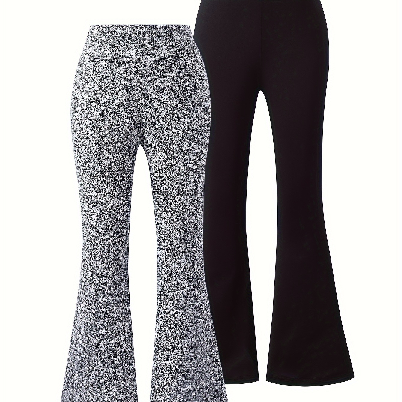 

Filles préadolescentes 2pcs/ensemble Léger et fin et extensible Pantalon évasé de couleur unie pour le printemps et l'été et l'automne Exercice et entraînement