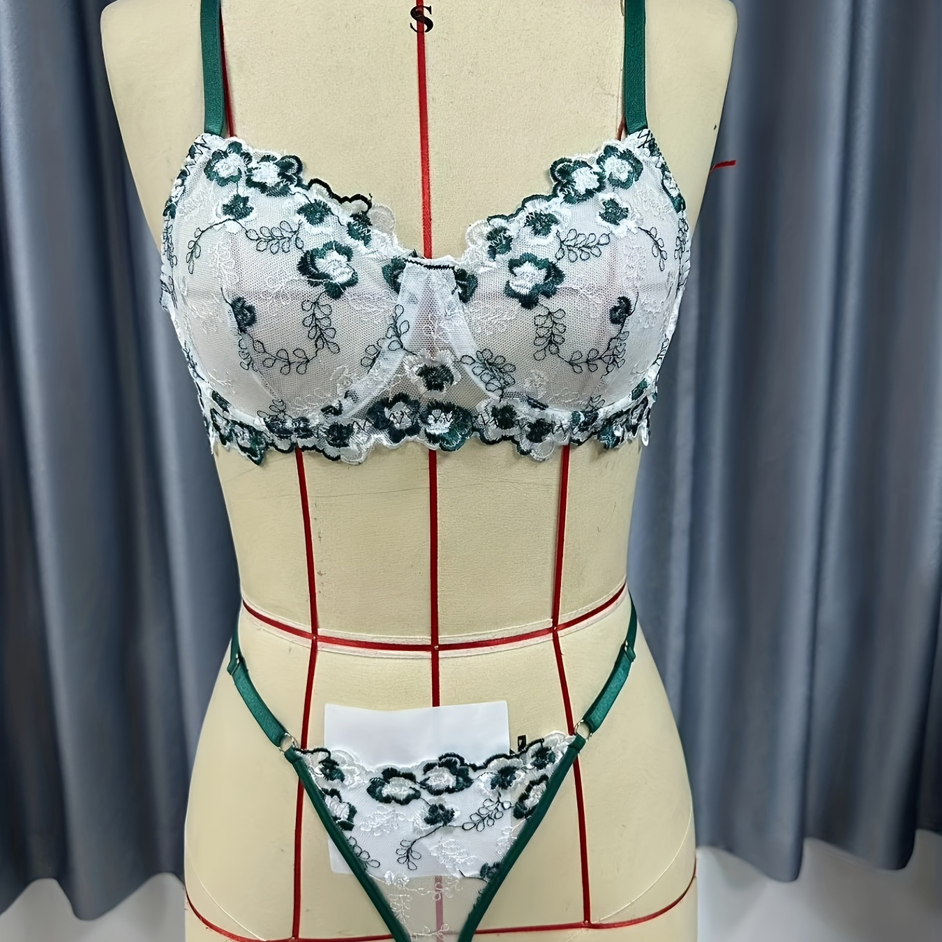 Zwoele Bloemenkant Lingerie Set Push up Bh Strings Sexy - Temu Belgium