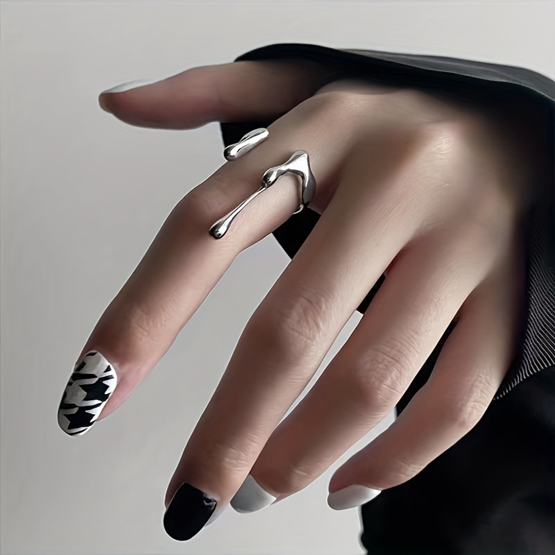 

Y2k Style Irregular Liquid Lava Open Ring Adjustable Open Ring For Women Men Gothic Punk