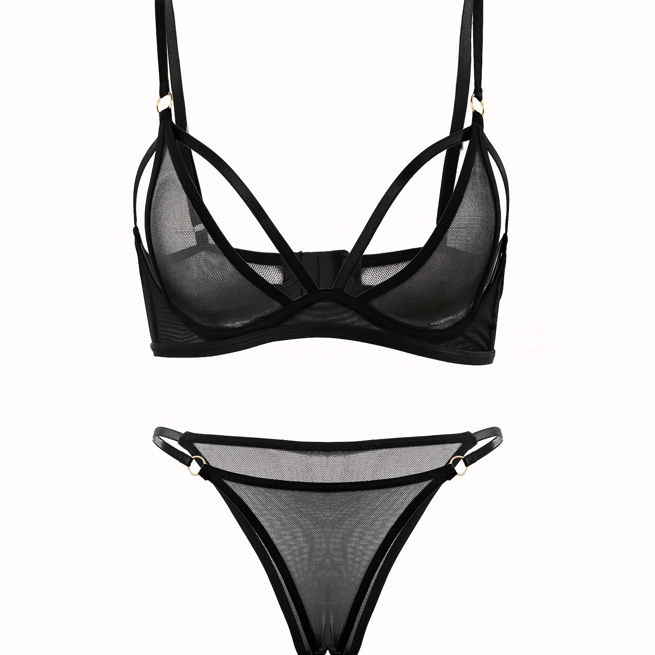 

Ensemble de lingerie élégant, soutien-gorge et culotte en maille semi-transparente, lingerie et sous-vêtements pour femmes.