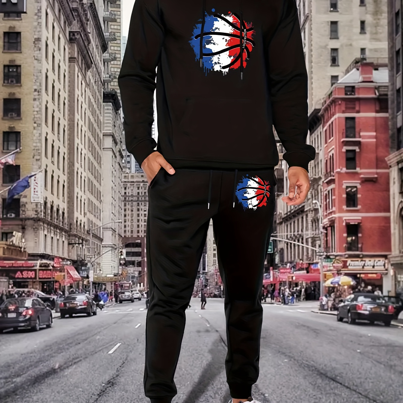 Basketball Print, Men's Outfits, Casual Hoodies Long Sleeve