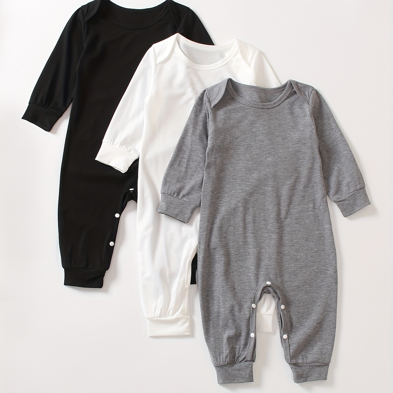 

3pcs Combination Outfit Onesie Baby Boys And Girls Casual Comfortable Round Neck Romper, Long Sleeve Jumpsuit For Spring And Autumn