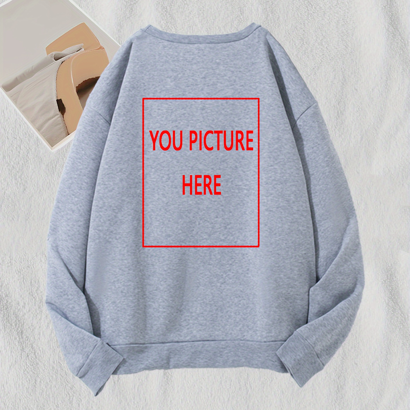 

Customizable Women' Sweatshirt - Personalize With Your Own Image, Casual Crew Neck, Long Sleeve, Polyester , Machine Washable