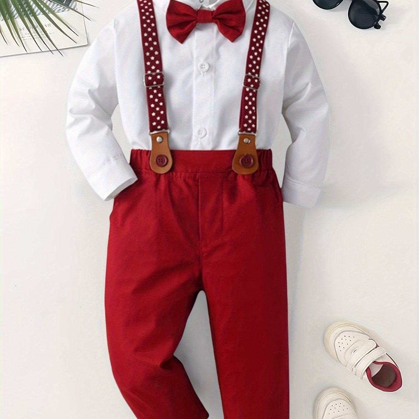 

Boys 4- Outfit Set, Long Sleeve , , Dot Suspenders, And Pants – For , , Birthdays & Christmas, For &