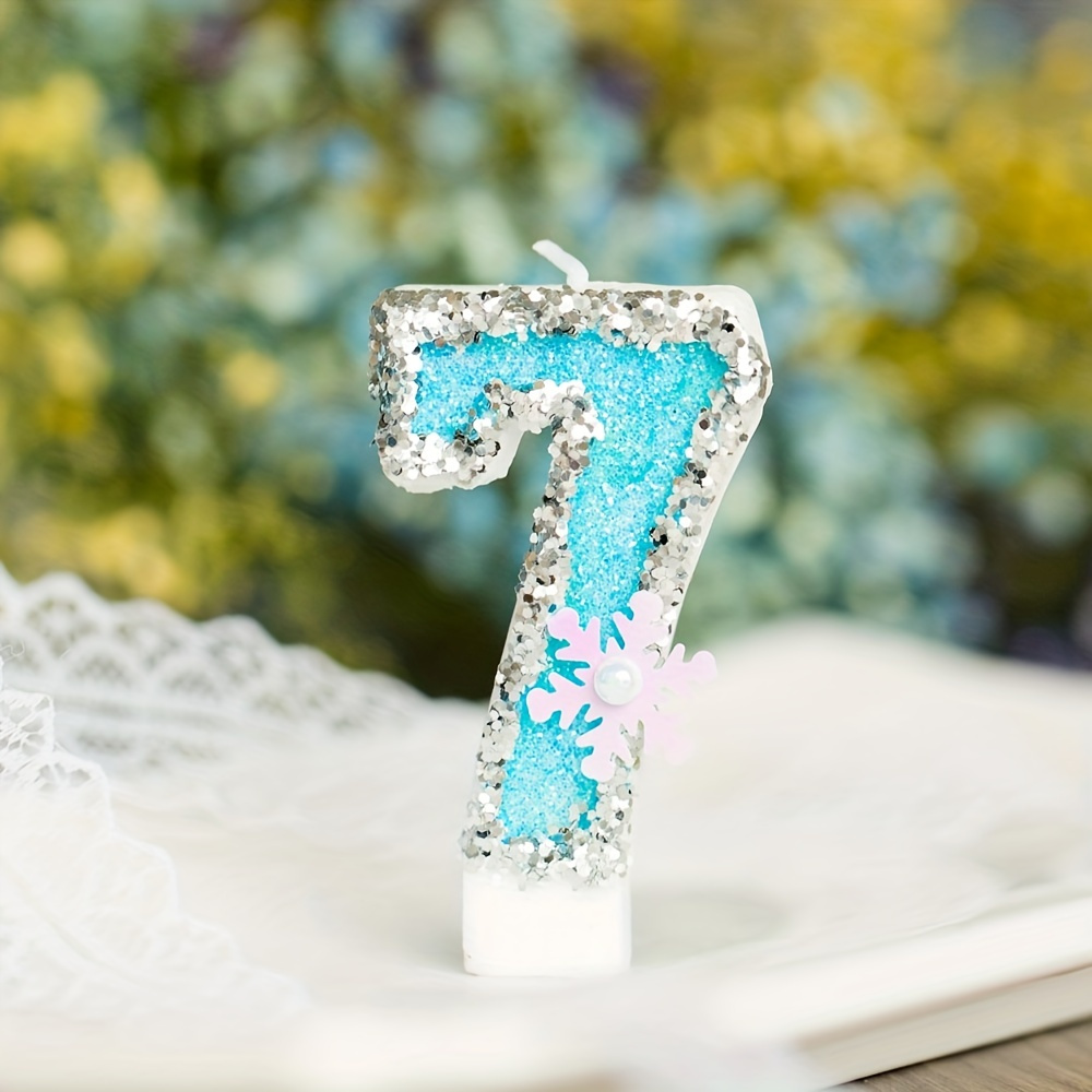 Bougies Anniversaire 0-9, Flocon de Neige Paillettes Bougie