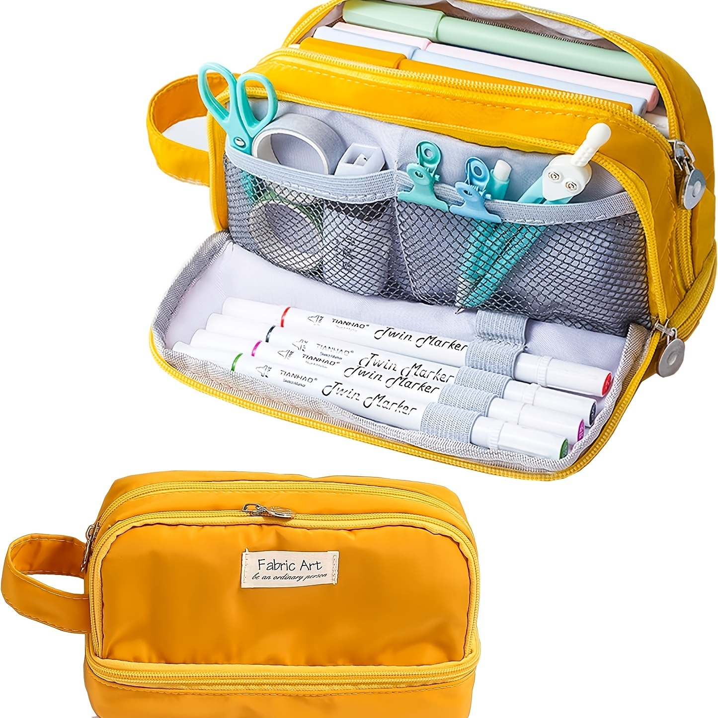 Big Capacity Pencil Pouch Pen Bag Two Layer Pencil Case - Temu