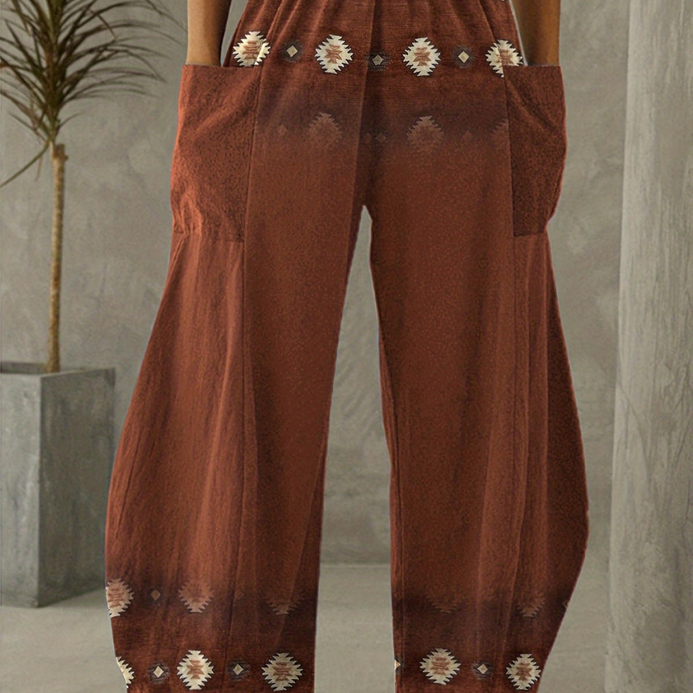 Boho Dandelion Print Harem Pants Casual High Waist Baggy Temu