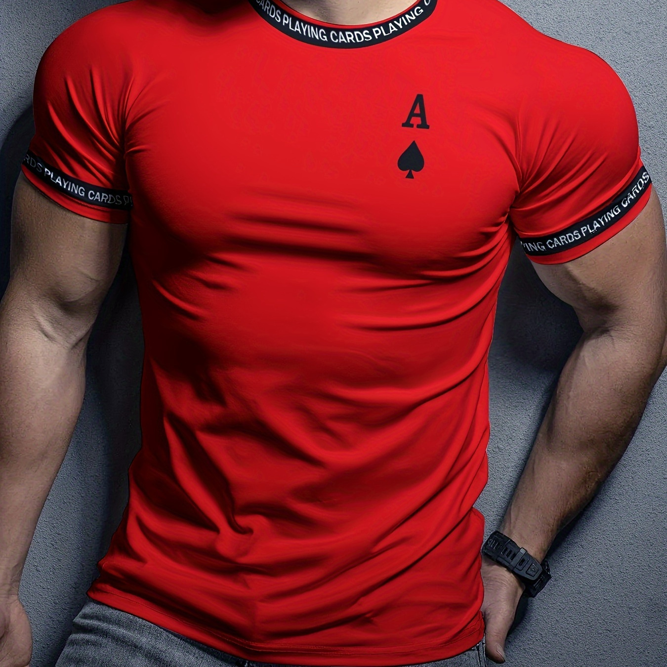 

Men's Quick-dry Athletic T-shirt - A Design, High Stretch, Crew Neck, Short Sleeve For Gym & Running