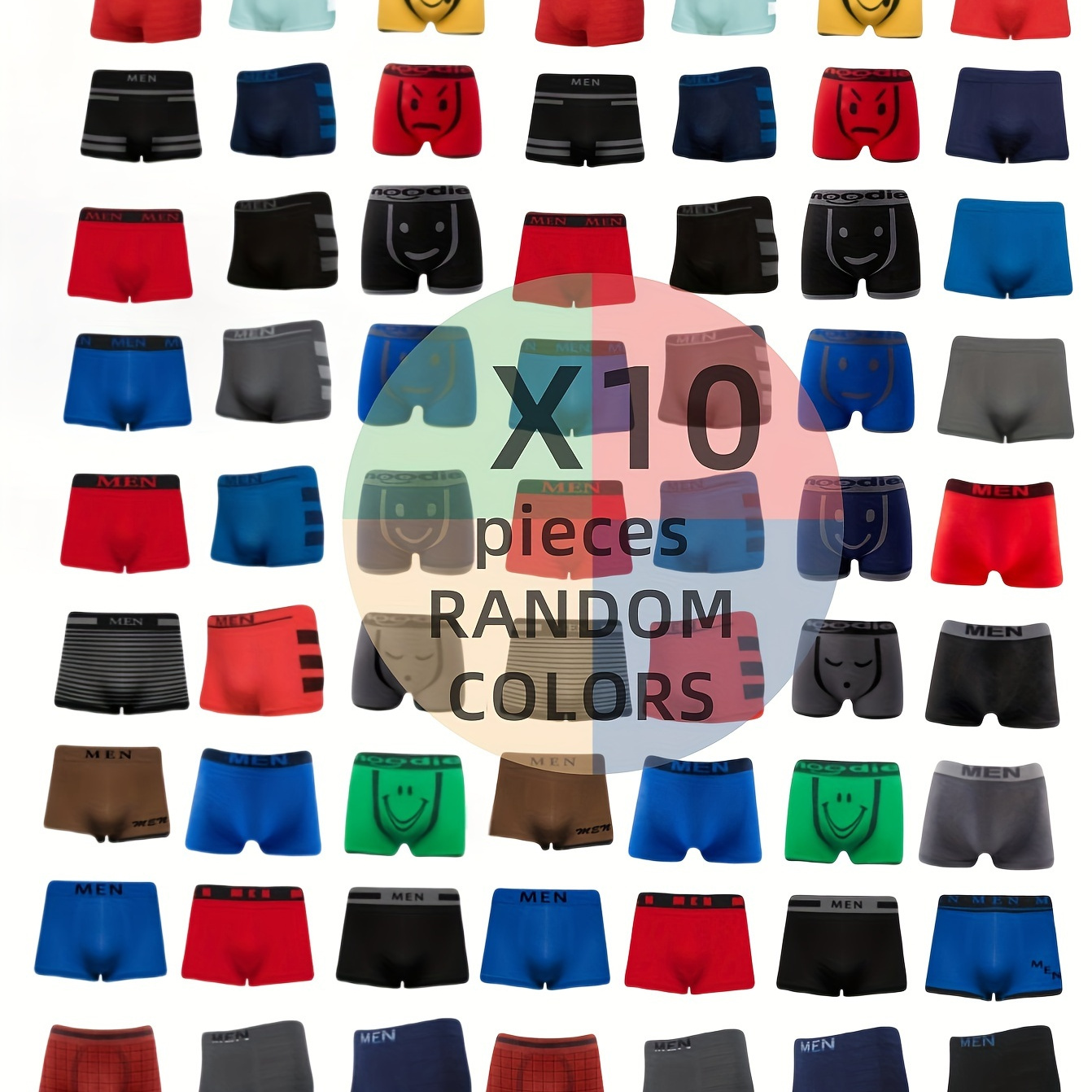 

Stylish Series - 10 Pcs Men's Letter & Print Stretchy Boxer Briefs - Comfy & & Breathable Underwear Set