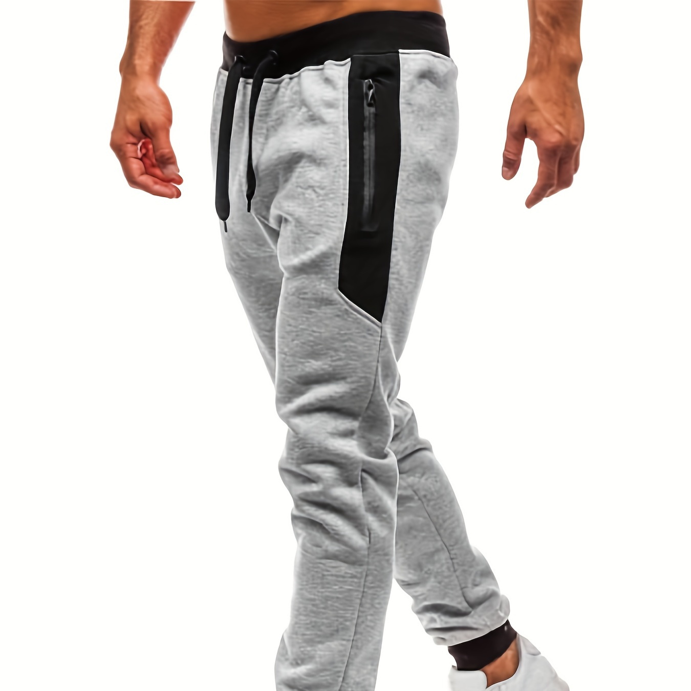 Zipper Pocket Joggers, Men's Casual Loose Fit Slightly Stretch Waist Drawstring Pants For The Four Seasons Fitness Cycling