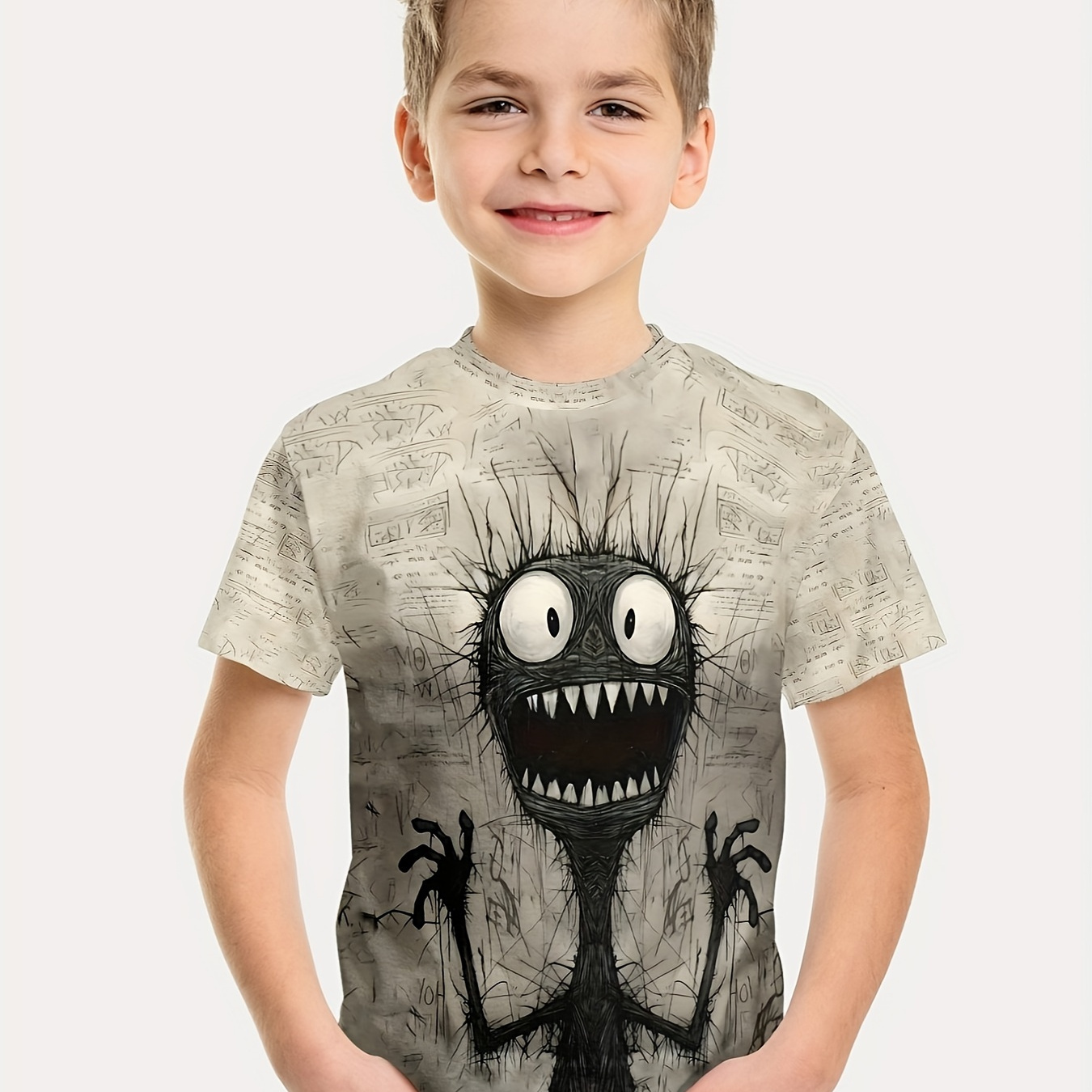 

Funny Anime Monster 3d Print Boys Comfortable Versatile Short Sleeve T-shirt Boys Tee Tops