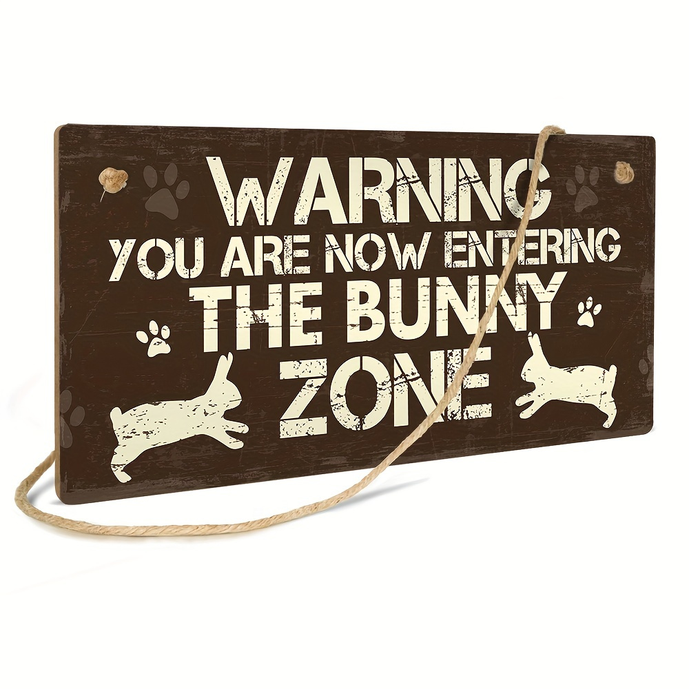 

1pc, Funny Bunny Wooden Sign, Warning You Are Now Entering The Bunny Zone Hanging Plate Decorations For Home Cute Bunnies Lovers Room Farmhouse Door, 3.9 X 7.8 Inches