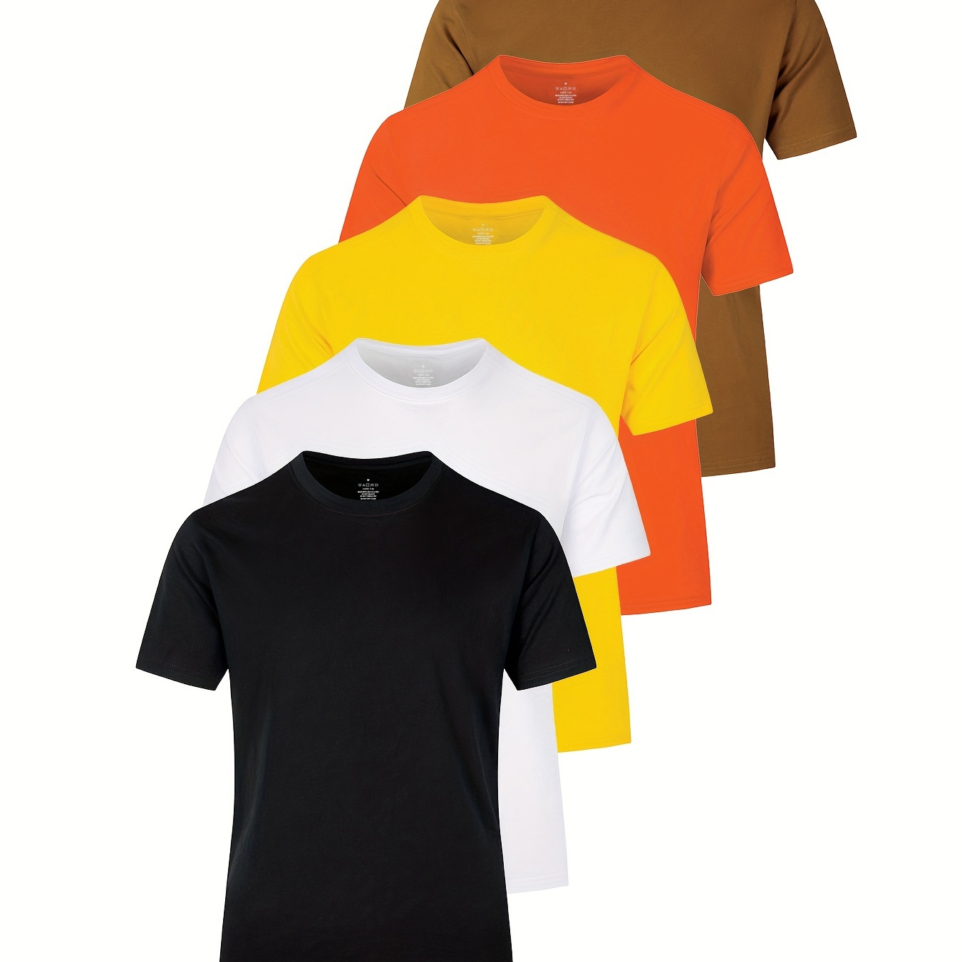 

5pcs Multi Color Men's Solid Comfy Cotton T-shirts, Short Sleeve Breathable Casual T-shirts For Summer Daily Wear