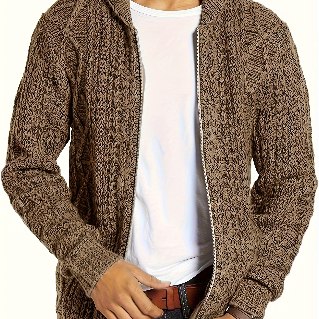 

Plus Size Men's Cable Knit Argyle Sweater Coat Fashion Casual Cardigan For Spring Fall Winter, Men's Clothing