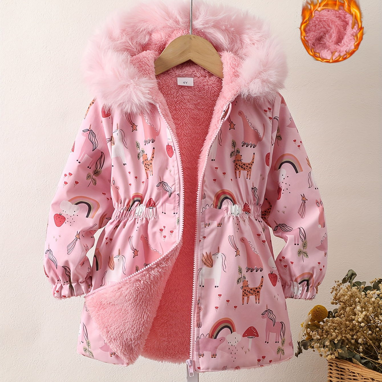 

' Fluffy , Hooded , Long Zippered Windproof Sweatshirt, Non-stretch , For And School, /