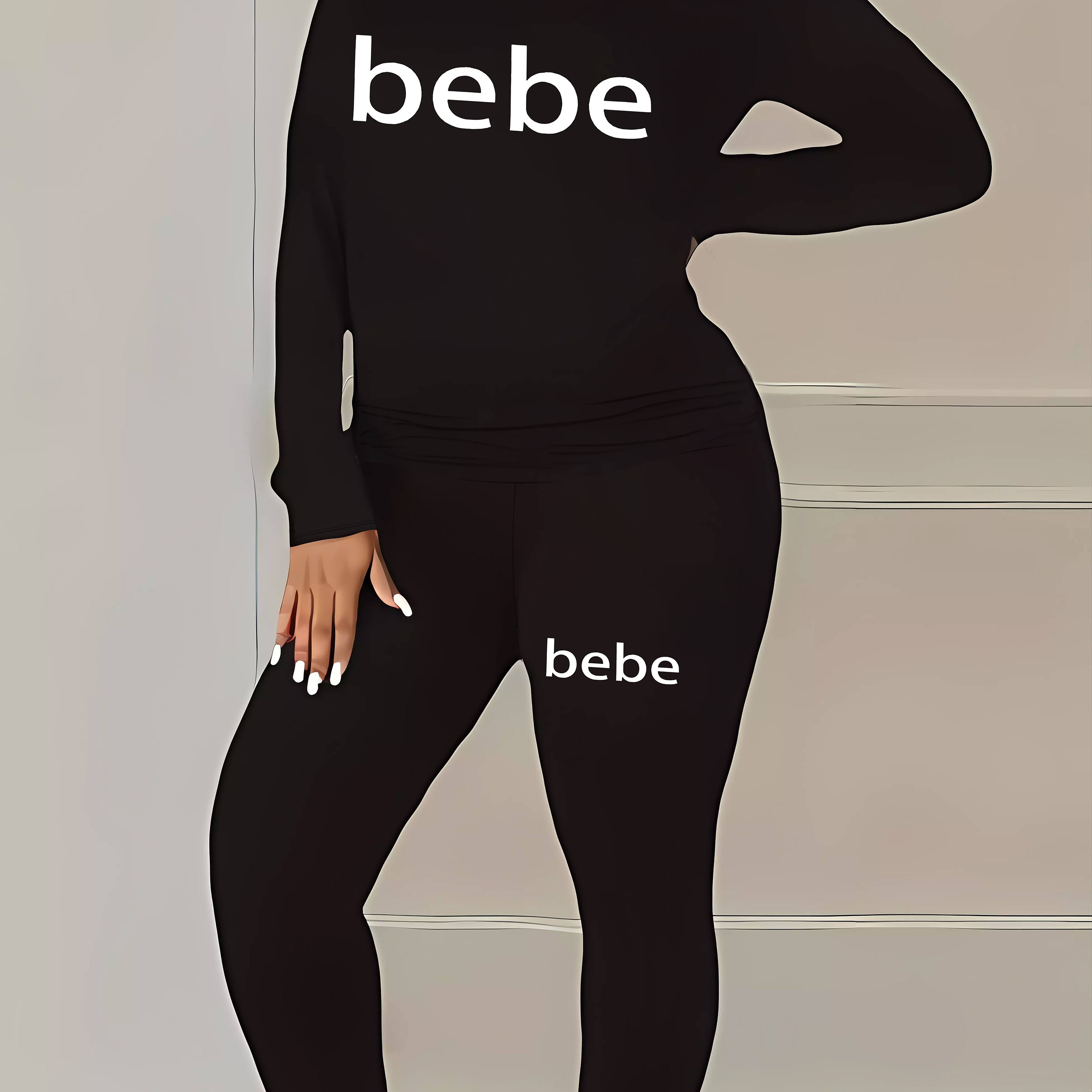 

Bebe Women's Two- Set: Long Sleeve Tee & Stretchy Leggings -