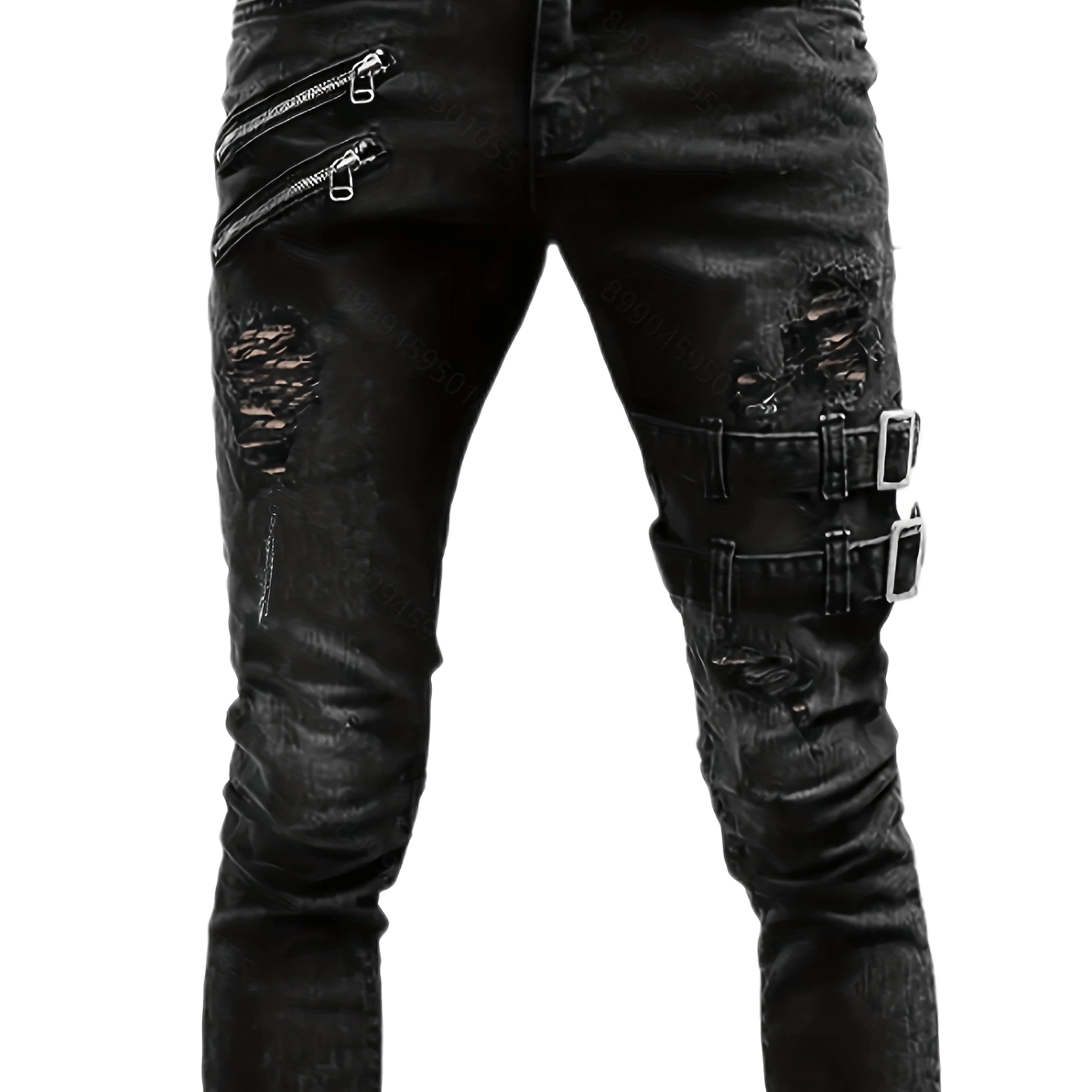 

Men's Chic Skinny Biker Jeans, Casual Street Style Medium Stretch Denim Pants