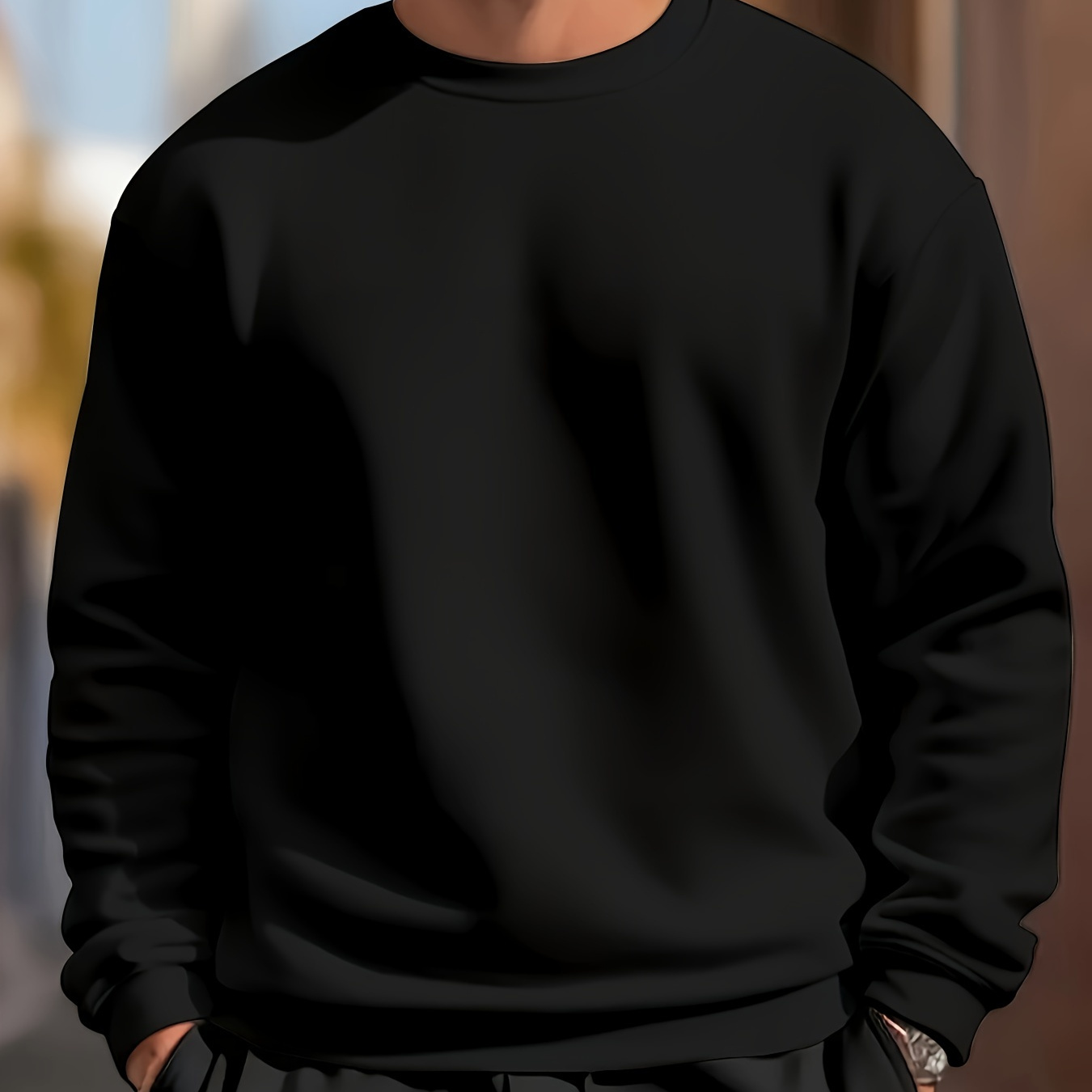 

Men' Casual Crew Neck Pullover Sweatshirt, Relaxed Fit