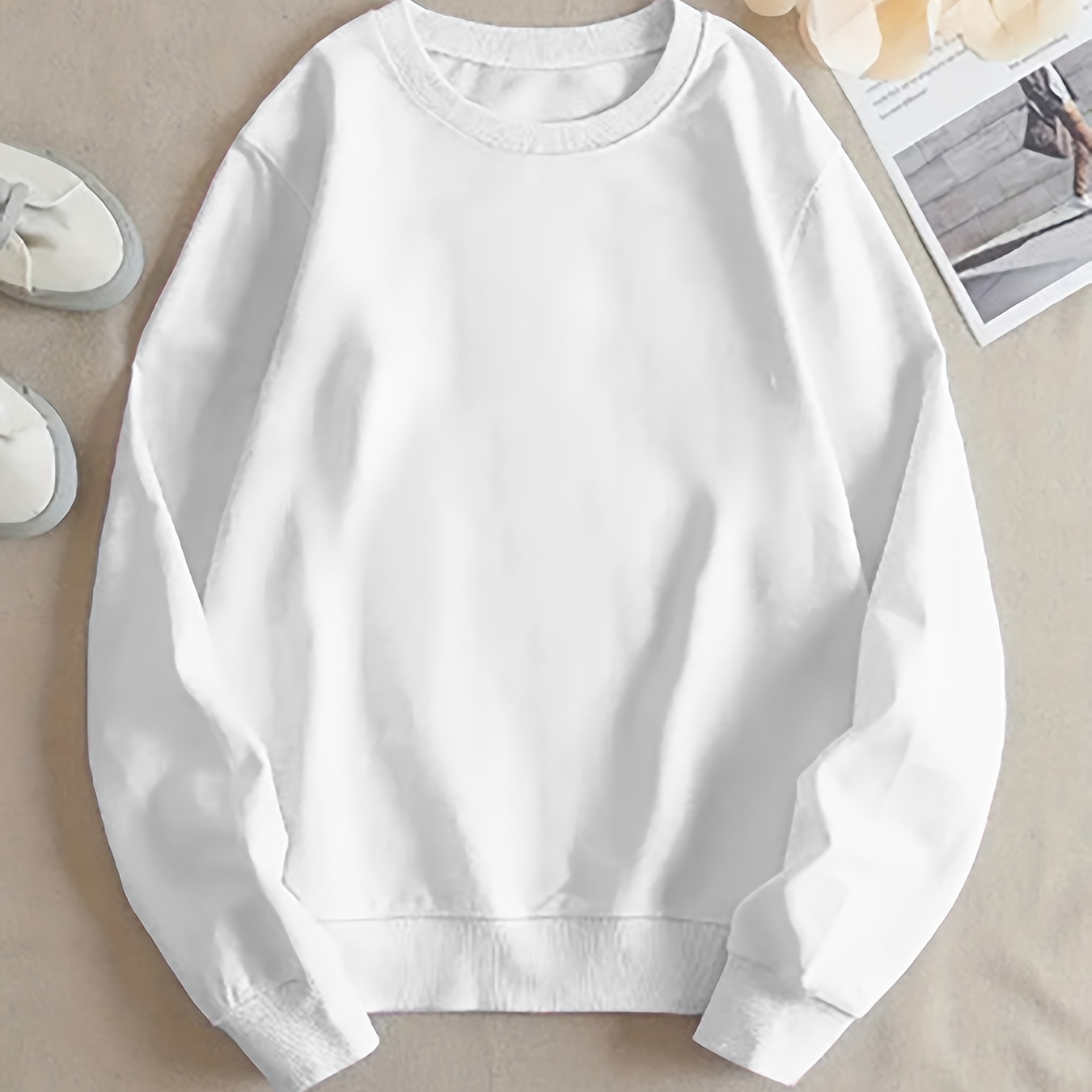 Pull Femme Col Rond - Sweat Minimaliste Quotidien, Pull Doux et Décontracté pour Femmes, Lavable en Machine, Idéal Cadeau d'Anniversaire ou de Maison, Mignon Sweater