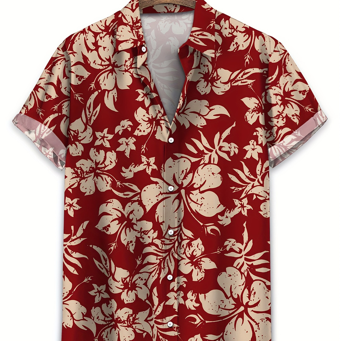 

Plus Size Men's Blossoms Print Short Sleeve Shirt, Hawaiian Style Shirt For Male