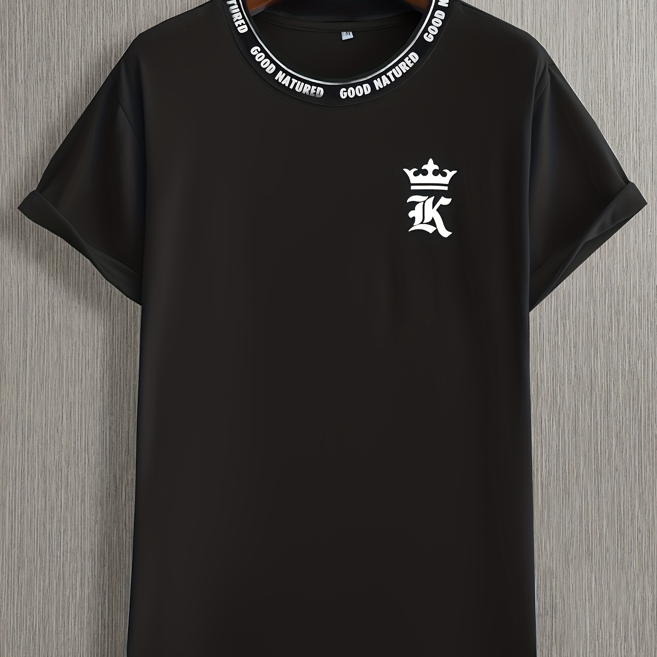 

Men's Stylish K Pattern Shirt, Casual Breathable Crew Neck Short Sleeve Tee Top For City Walk Street Hanging Outdoor Activities