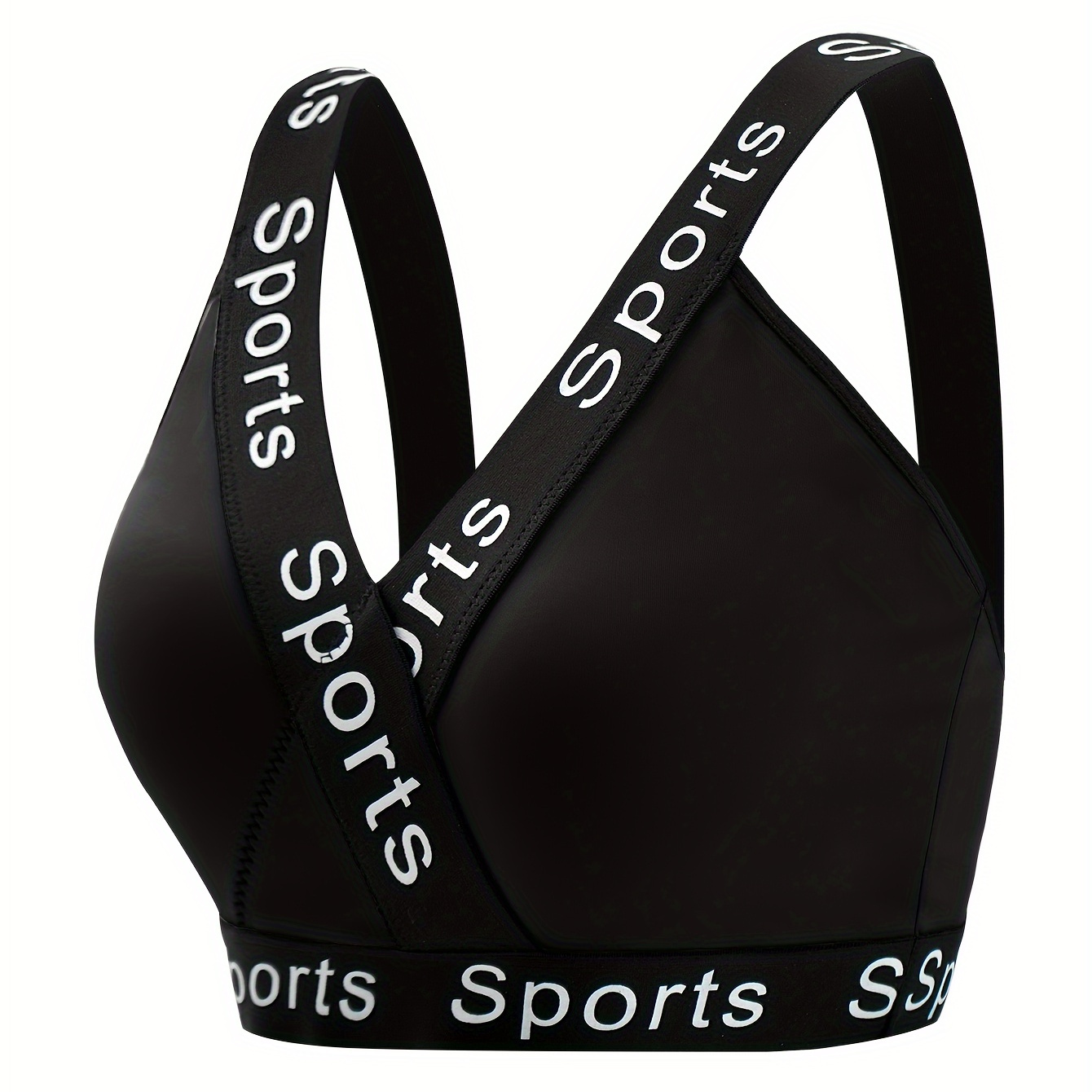 

Women's Sports Bra Vest, Black With White Lettering, Comfort Fit For Workout And Daily Wear