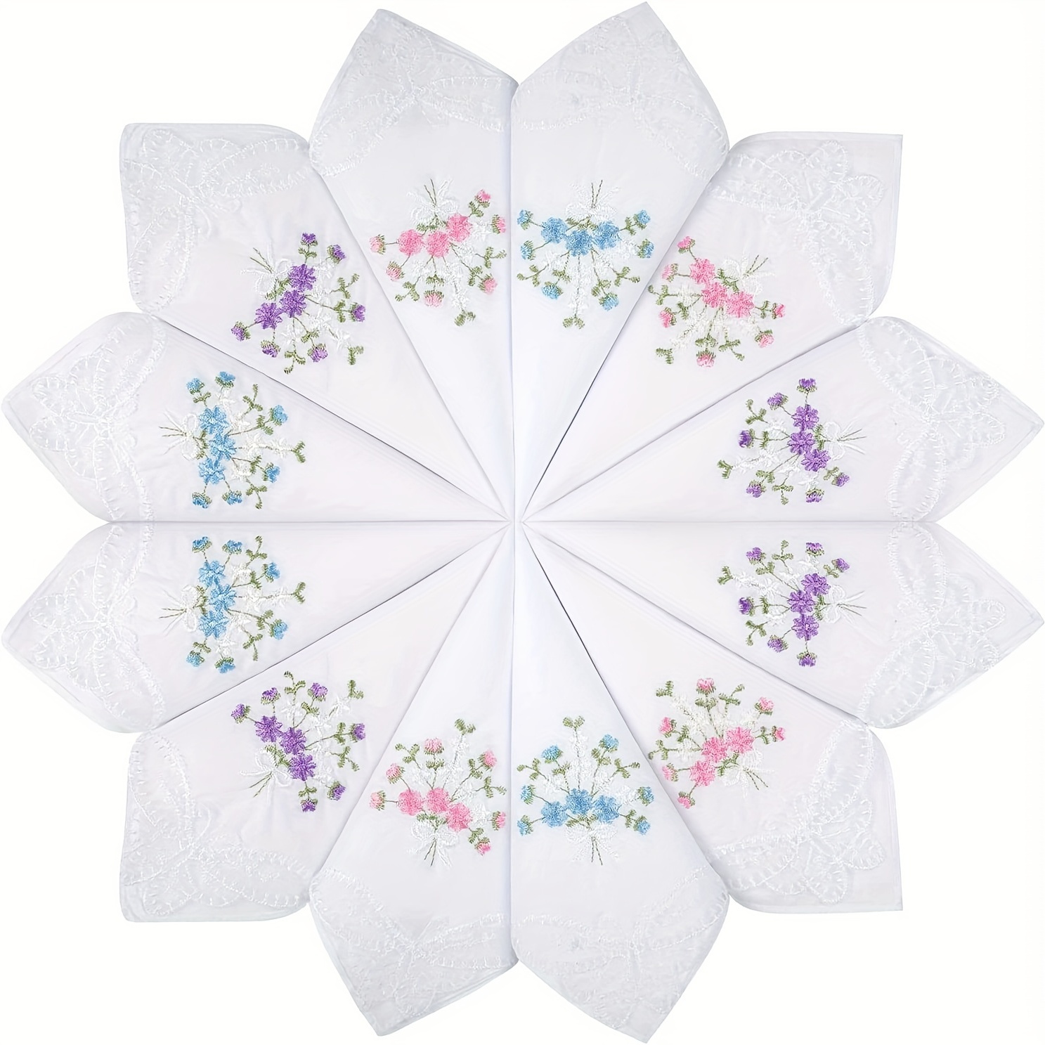 

6pcs Butterfly Lace Embroidered Handkerchief Elegant White Hankies Wedding Supplies Kitchen Decoration Handbag Diy Supplies